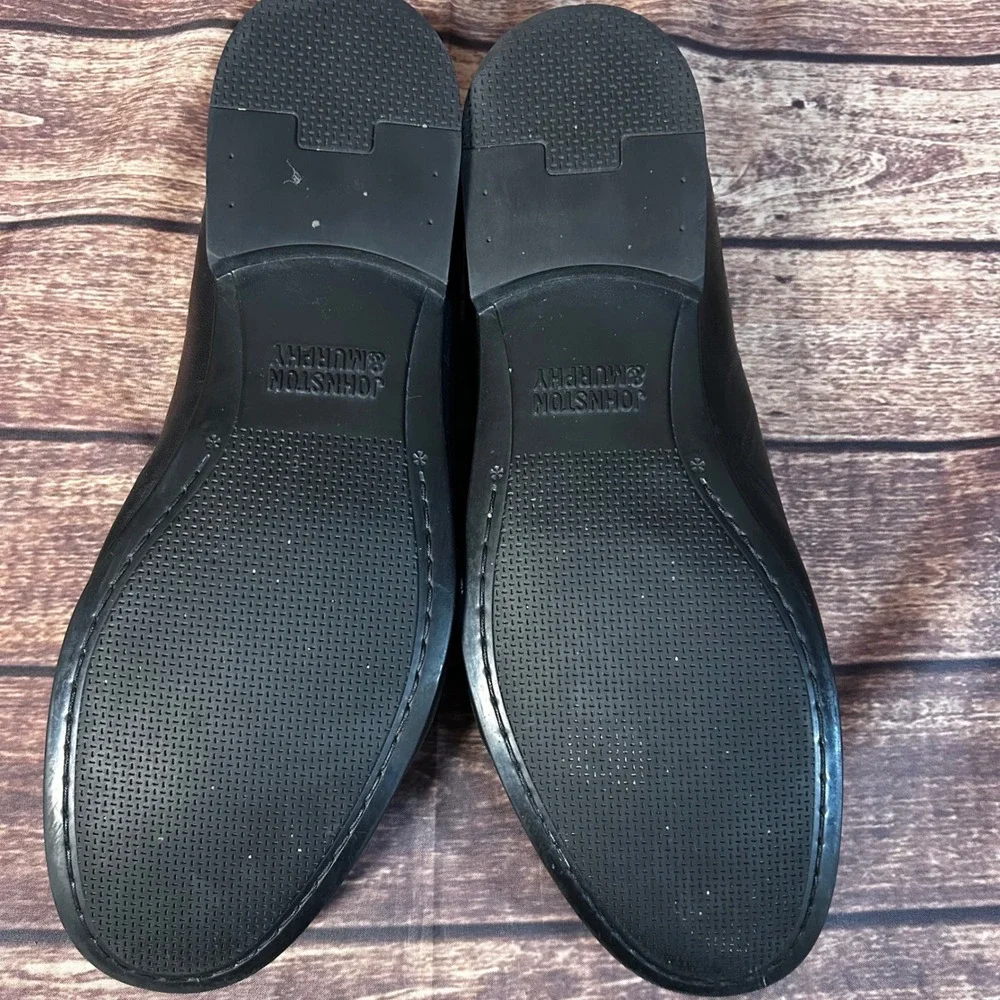 Johnston & Murphy Mens Black Leather Sheepskin Lining Moc Toe Loafers 10.5 M